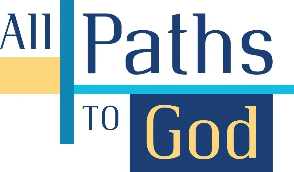 A blue and yellow banner with the words " path to good."